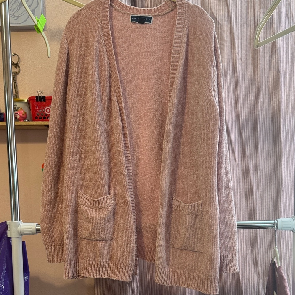 Karen‎ Scott Blush Pink Open-Front Cardigan